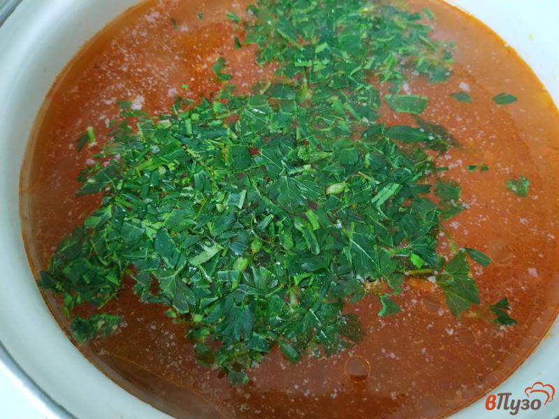 Фото приготовление рецепта: Томатный суп с фасолью шаг №7