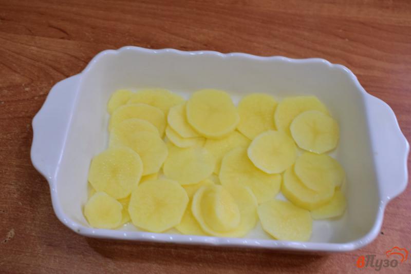 Фото приготовление рецепта: Картошка с фаршем и грибами в духовке шаг №2