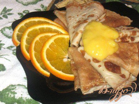 фото рецепта: Тоненькие блинчики с апельсиновым кремом