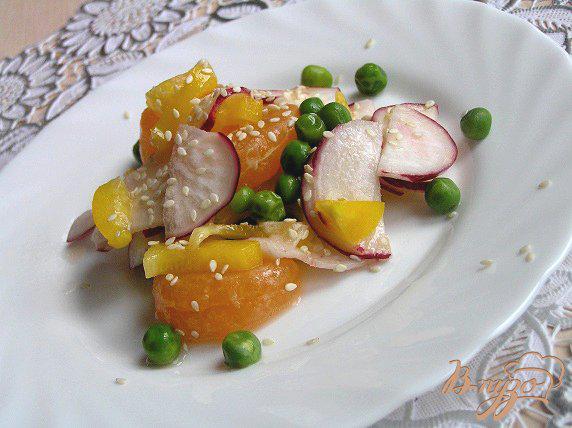 фото рецепта: Пёстрый салат с редисом и мандаринами