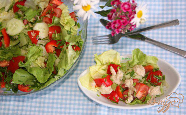 фото рецепта: Салат из свежих овощей с острой пармезановой заправкой