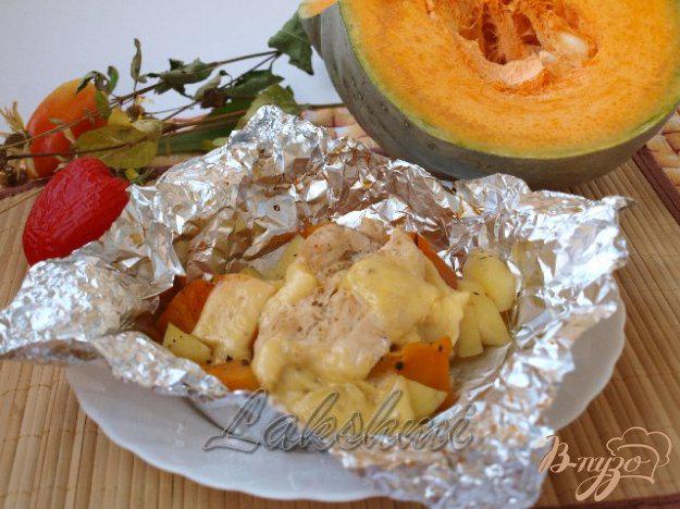 фото рецепта: Ужин из куриного филе с тыквой и картофелем