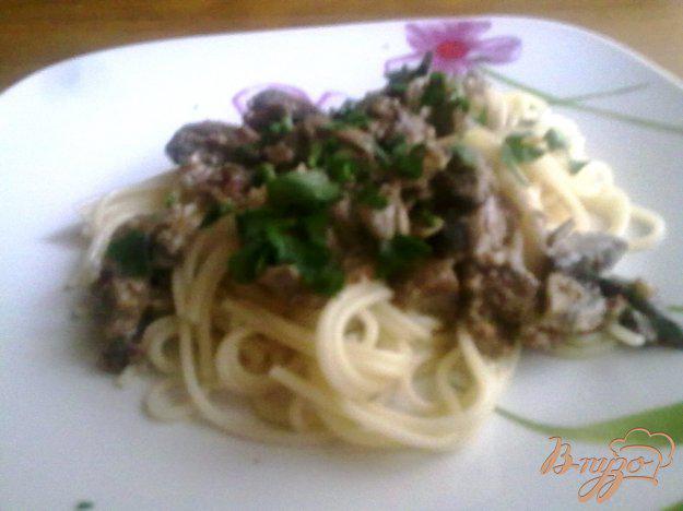 фото рецепта: Спагетти с грибами и орехами