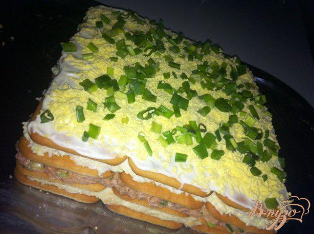 фото рецепта: Торт-салат с крекерами и тунцом