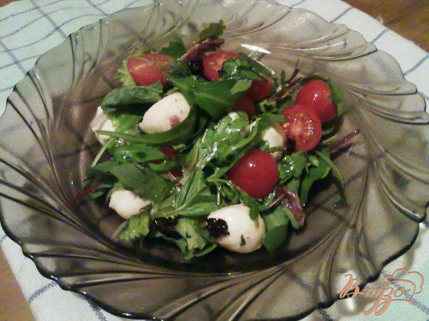 фото рецепта: Салат из помидоров с руколой, моцареллой и анчоусами