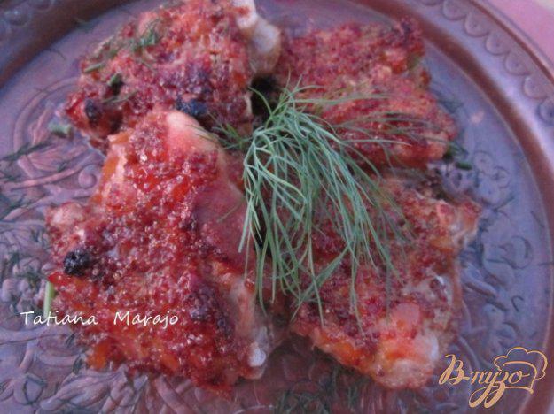 фото рецепта: Куриные бедрышки в горчично-персиковой глазури