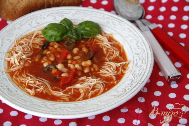 фото рецепта: Средиземноморский томатный суп с фасолью и пастой