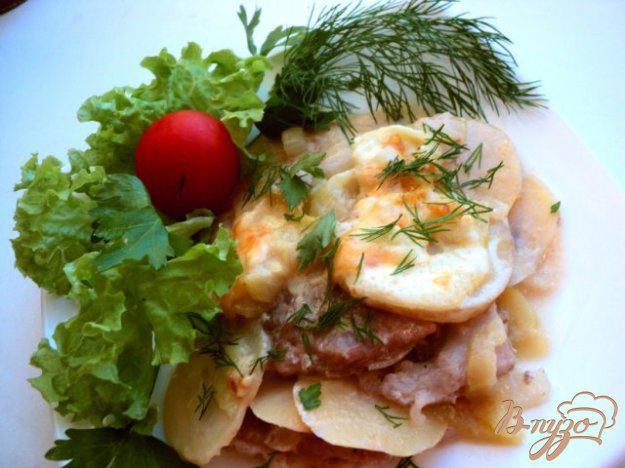 фото рецепта: Картофель, запеченный с кабачками и мясом