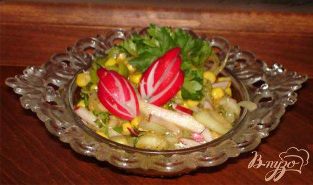 фото рецепта: Салат из редиса и овощей с томатным соусом