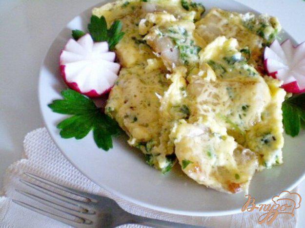 фото рецепта: Яйца с салом, зеленью и сыром