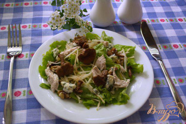 фото рецепта: Сочный салат с голубым сыром и курицей