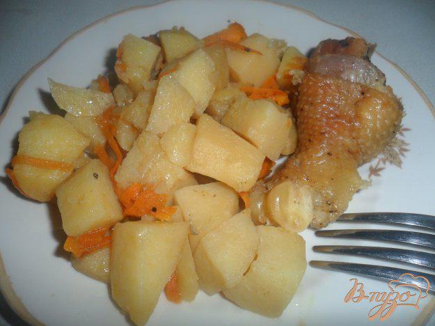 фото рецепта: Тушёный картофель с мясом в чугунке по деревенски