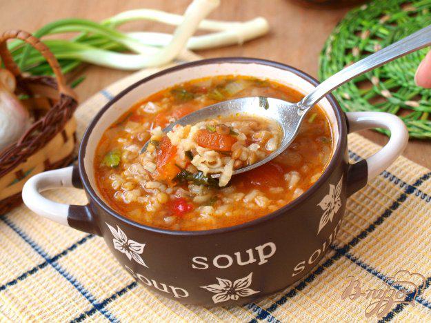 фото рецепта: Рисовый суп с чечевицей и томатами
