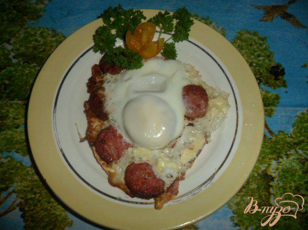 фото рецепта: быстрый завтрак яйца с колбасой