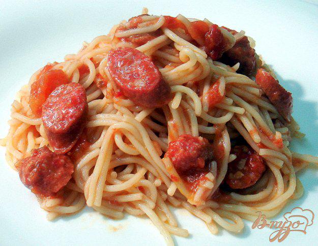 фото рецепта: Спагетти в соусе с салями