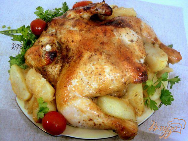 фото рецепта: Курица, запеченная с соусом ткемали