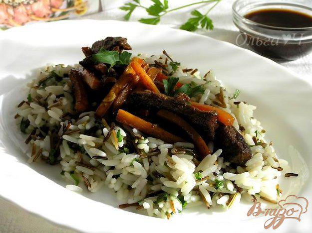 фото рецепта: Телятина в соусе-маринаде Якинику с рисом