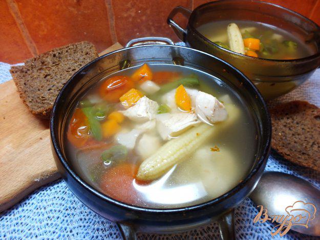 фото рецепта: Суп с початками кукурузы и черри