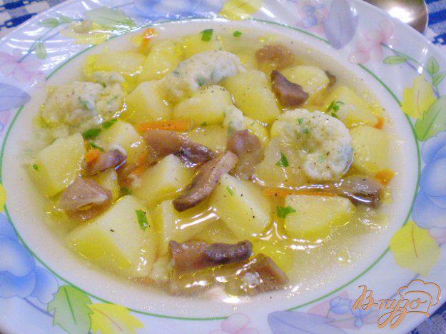 фото рецепта: Суп с грибами, клецками и зеленью