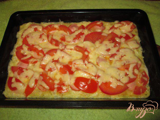фото рецепта: Запеканка с картофелем, сосисками и помидорами
