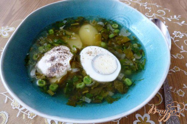 фото рецепта: Суп с зеленым горошком и щавелем