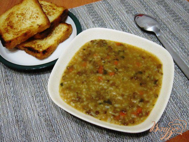 фото рецепта: Суп с рисом и чечевицей