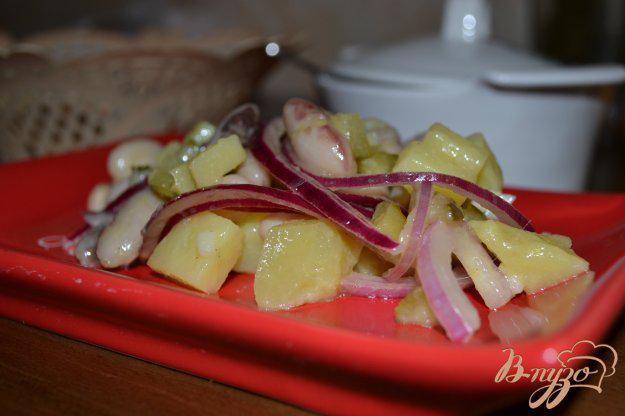 фото рецепта: Витаминный салат из белой фасоли и красного лука