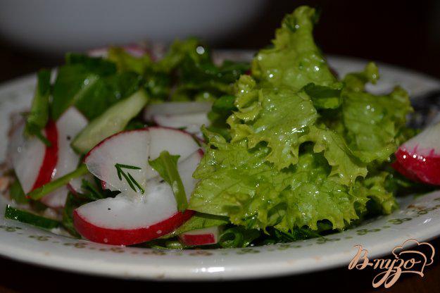 фото рецепта: Салат из рукколы, редиса и листьев салата