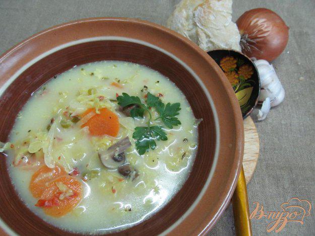 фото рецепта: Легкий суп с капустой и грибами