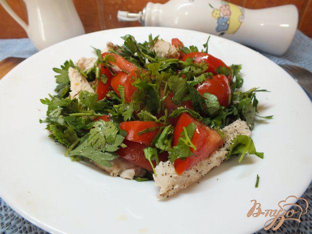 фото рецепта: Мясной салат с кинзой и помидорами