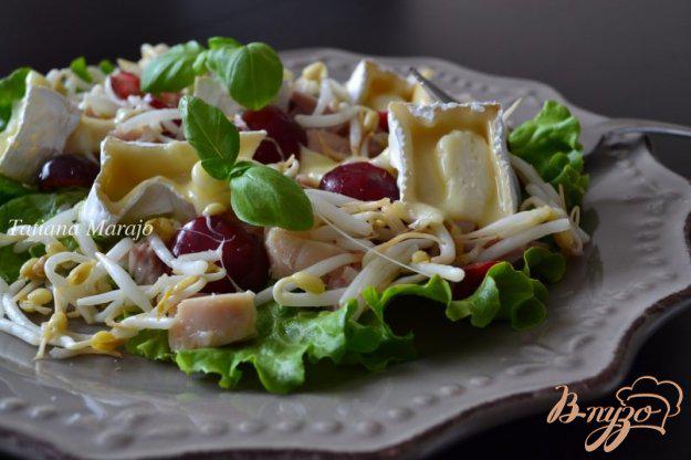 фото рецепта: Салат с копченой курицей, черешней  и сыром