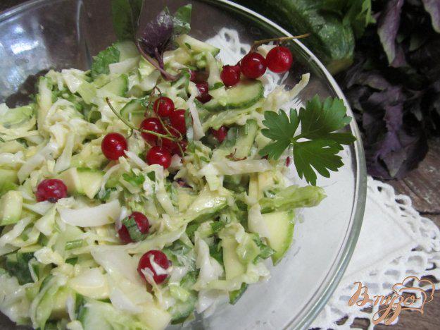 фото рецепта: Салат из капусты  кабачка и красной смородины