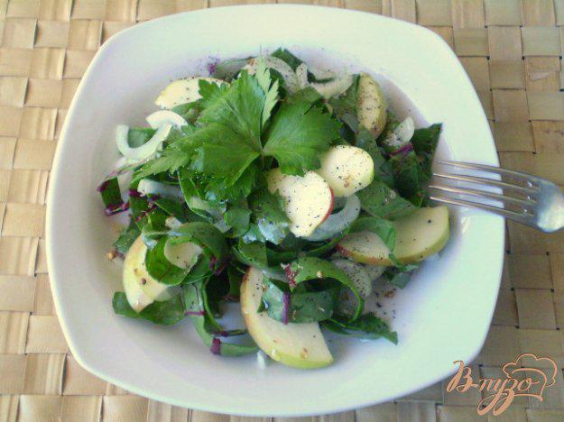 фото рецепта: Салат с ботвой, яблоком и луком