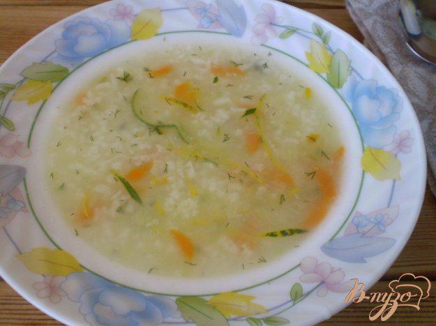 фото рецепта: Рисовый постный суп с кабачком
