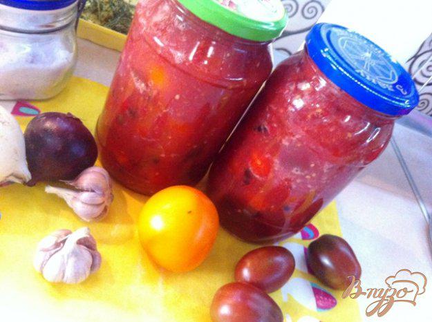 фото рецепта: Помидоры черри в томатной заливке с болгарским перцем