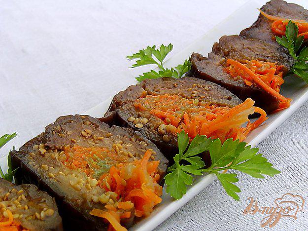 фото рецепта: Квашеные баклажаны с морковью,чесноком и луком