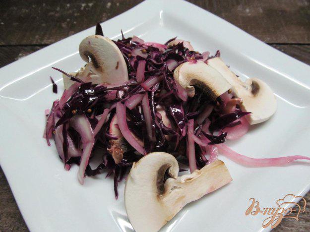 фото рецепта: Салат из краснокочанной капусты с шампиньоном