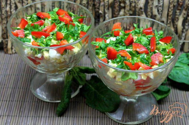 фото рецепта: Рисовый салат с болгарским перцем и шпинатом