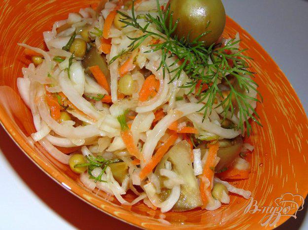 фото рецепта: Салат из квашеных зеленых помидоров и маринованной капусты