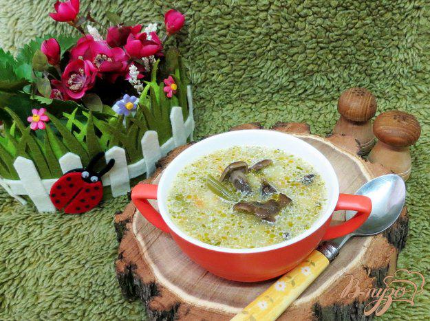 фото рецепта: Суп с опятами, шпинатом  и спаржевой фасолью