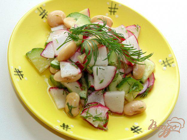 фото рецепта: Салат из редиса, свежего огурца и белой фасоли