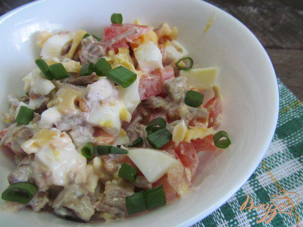 фото рецепта: Салат из отварной говядины с помидором