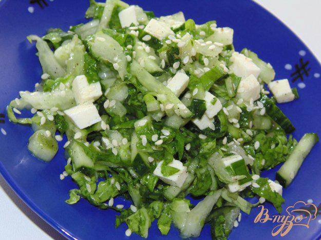 фото рецепта: Салат из пекинской капусты с огурцом и мягким сыром