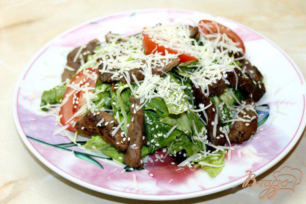 фото рецепта: Фреш салат с утиной грудкой и пармезаном