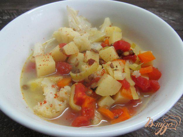 фото рецепта: Овощной суп с чечевицей