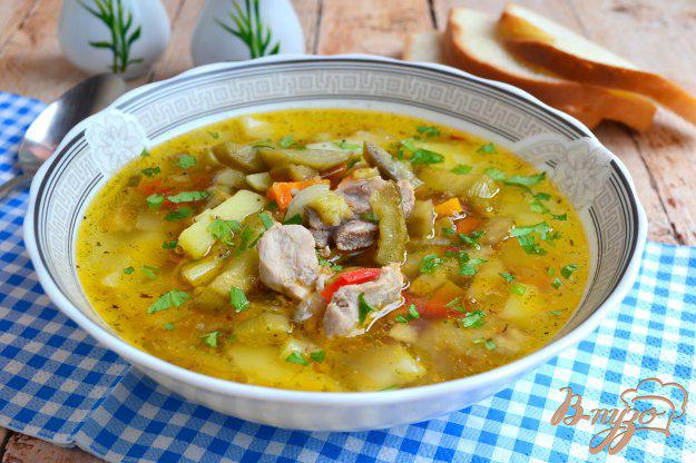 фото рецепта: Суп со свининой и баклажанами