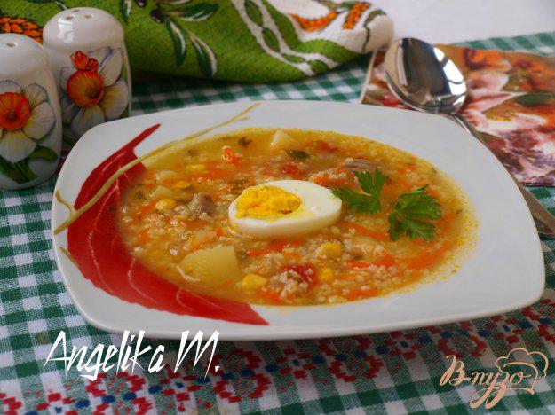 фото рецепта: Мясной суп с пшеном и кукурузой