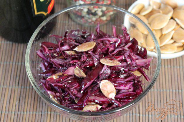 фото рецепта: Салат из красной капусты с чесноком и семечками