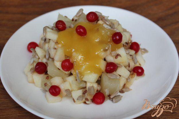 фото рецепта: Фруктовый салат с медом, семечками и калиной