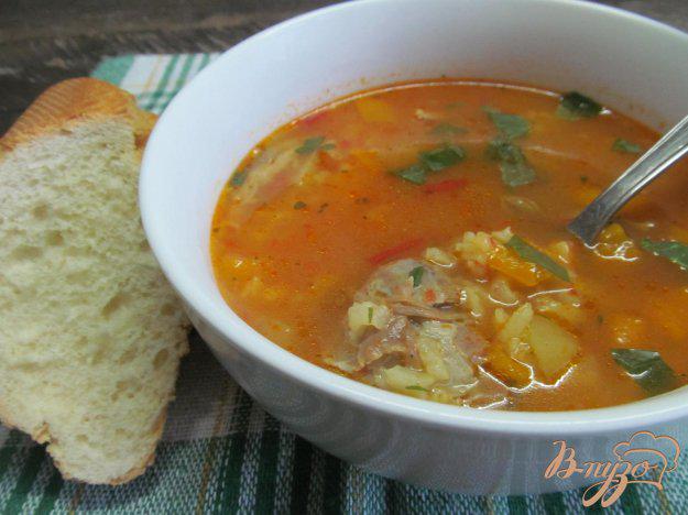 фото рецепта: Томатный суп с рисом на баранине
